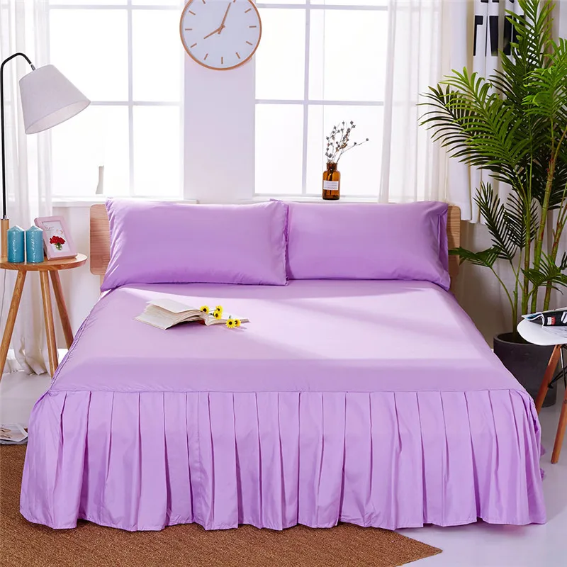 Европейская плиссированная Однотонная юбка для кровати, двойная королевская кровать, пылезащитный дышащий матрац, рубашки, постельное белье