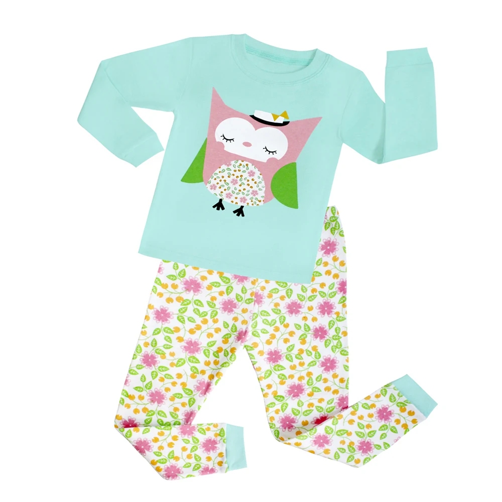 Baby Girls Owl Printing Sleepwear For Spring Autumn Kids Long Sleeve