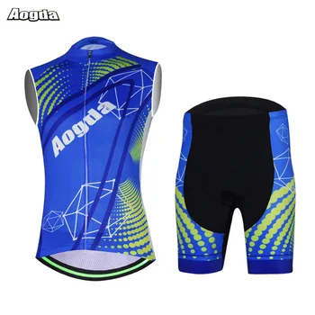 

Aogda Breathable Sleeveless Cycling Clothing Set Men Summer Blue Bicycle Clothes Quick Dry Mtb Bike Wear Cycling Kit
