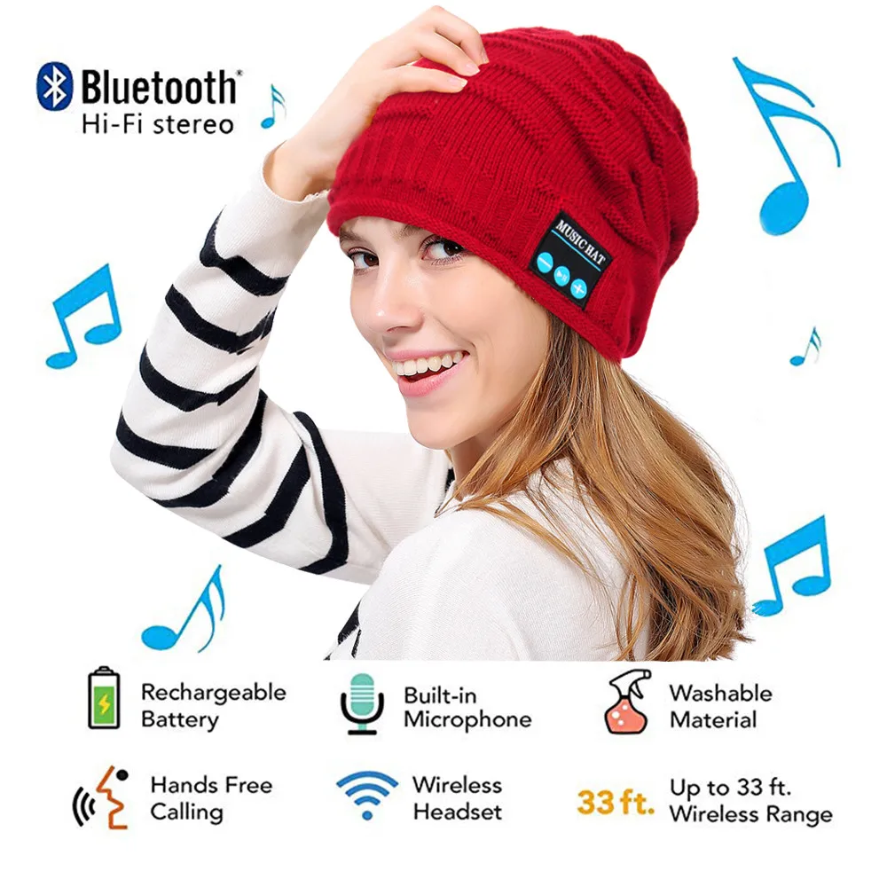 

Drop Ship Unisex Bluetooth Wireless Headset Music Beanie Knit Hat with Speakers Acrylic Bluetooth Knit Hat fashion and keep warm