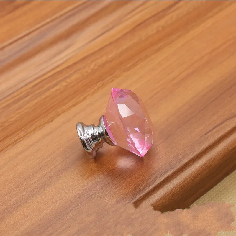30 мм алмазные дверные ручки хрустальный стеклянный шкаф выдвижной ящик кухонный шкаф дверные ручки шкаф фурнитура - Цвет: B