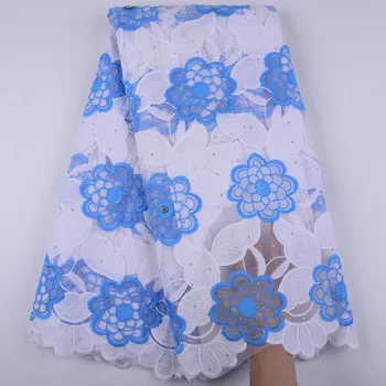 

Nigeria Wedding Dress Lace Fabric With Stones Fashion French Tulle Lace Embroidery DIY Lace Fabric 5 Yards A1448