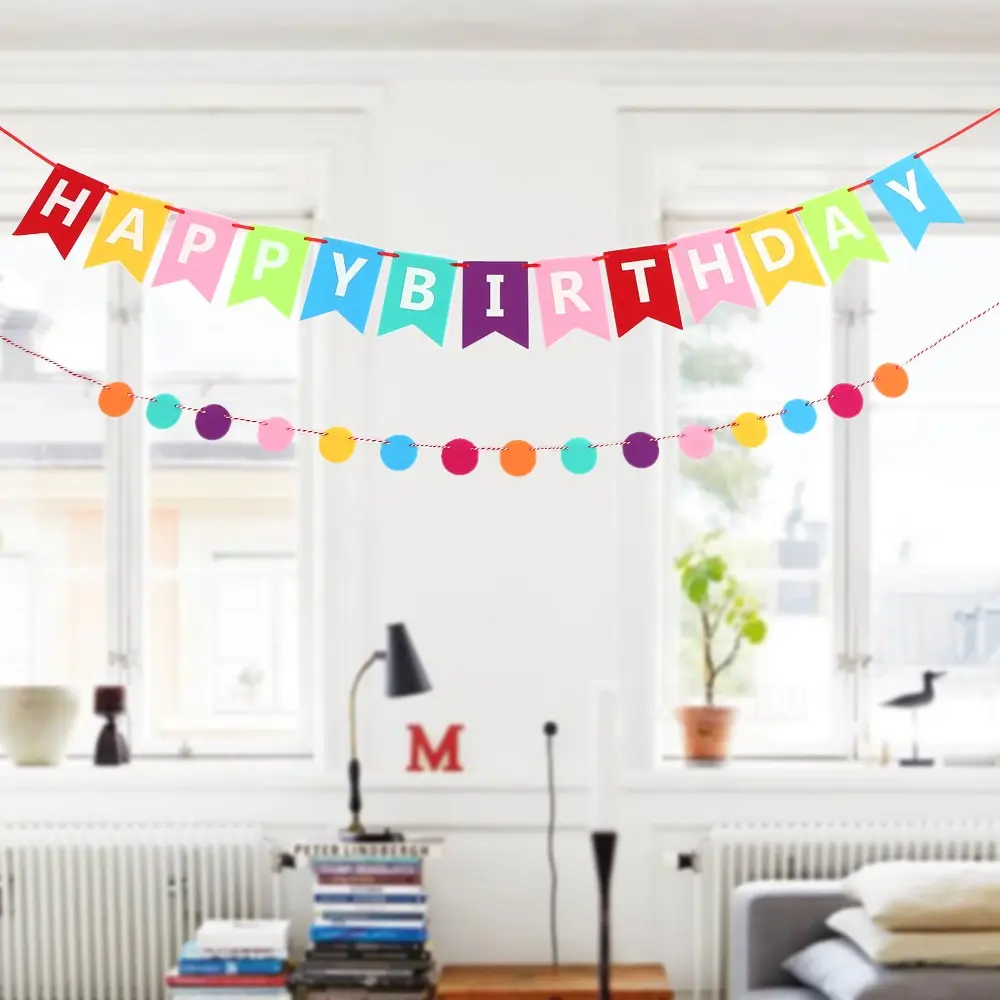 

Party Decoration Supplies Kit Happy Birthday Banner Garland Circle Dots Balloons for Any Age Birthday