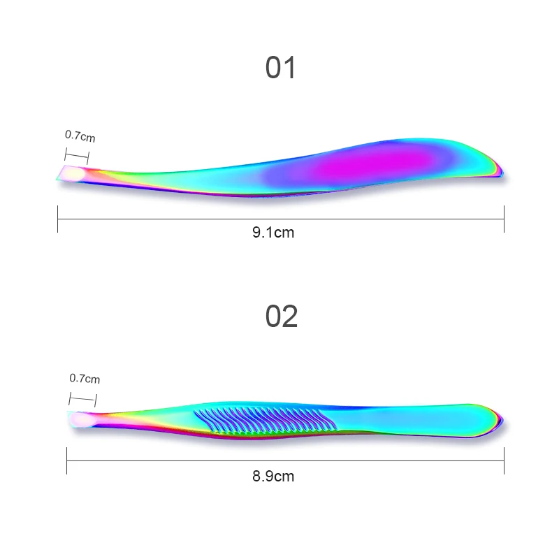Радужные пинцеты, выбор наклейки со стразами 3D инструмент для украшения ногтей для нейл-арта из нержавеющей стали, накладные ресницы, инструменты для макияжа