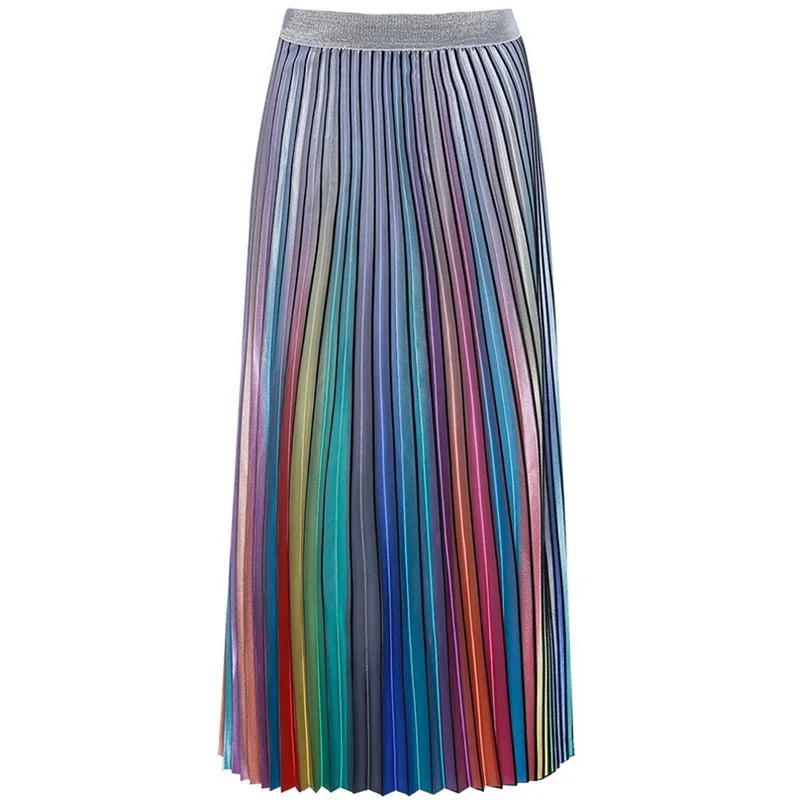 womens rainbow pleated skirt