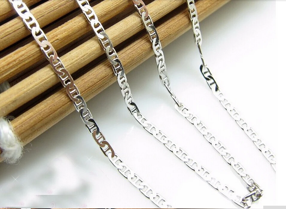 Hot sale fashion Italy design 17 inch Pure 925 Sterling Silver Necklace chain S925-in Chain ...