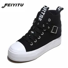 FeiYiTu/высокие женские кроссовки; модная однотонная повседневная женская обувь на шнуровке; обувь инструкторов на платформе, увеличивающая рост