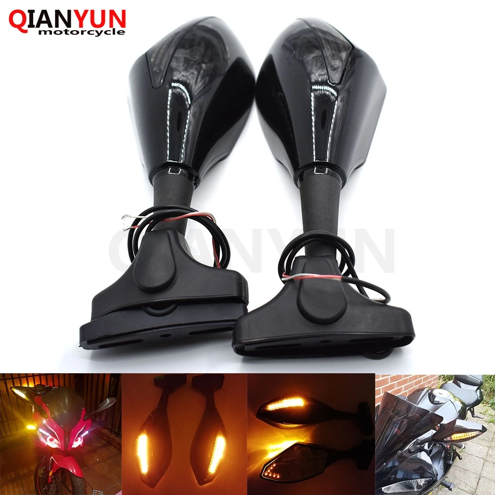 

Black Motorcycle Rearview Mirrors Turn Signals LED Lights Smoke Lens for Hyosung GT125R GT250R GT650R