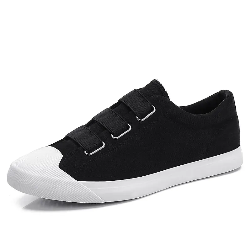 2018 Fashion Men's Canvas Shoes High Quality Men's Casual Vulcanized Shoes Breathable Loafers Man Slip-On Brand Sneakers Black
