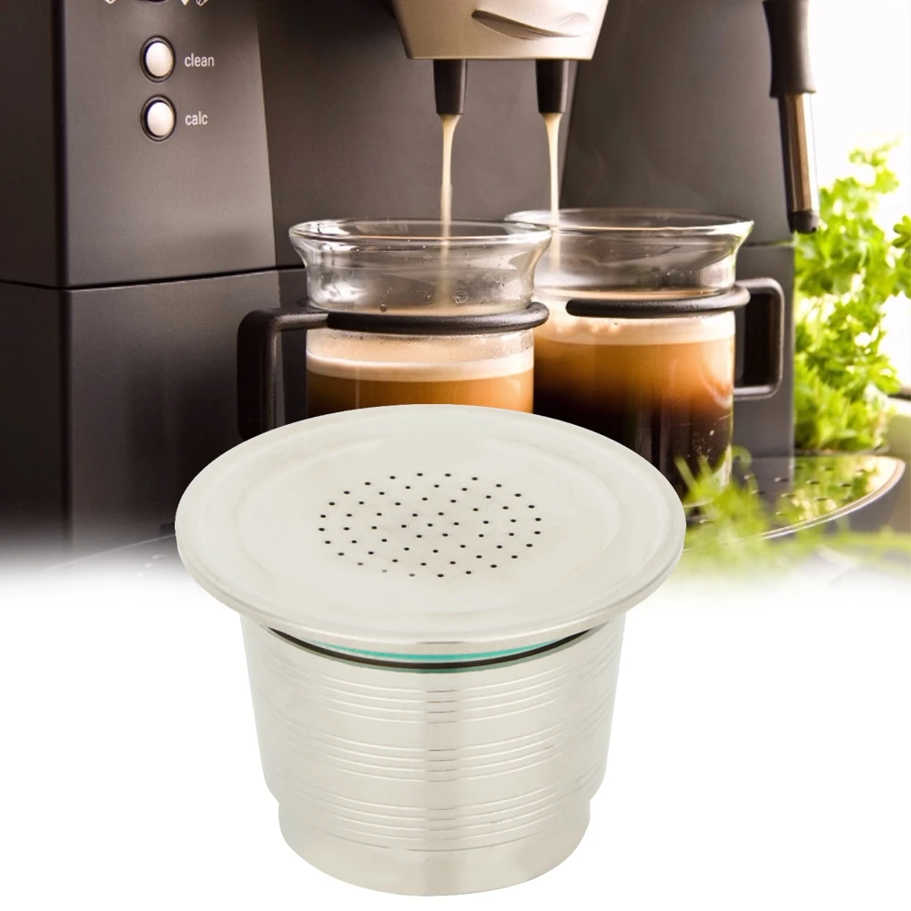 Coffee Filter Reusable 304 Stainless Steel Capsule-shaped Coffee Filter Set with Cleaning Brush Spoon