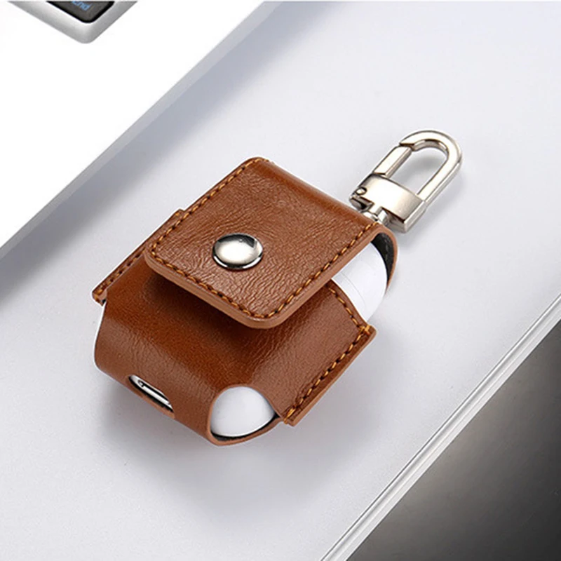 for Airpods Case Portable PU Leather Cover Case Protective Carry Bag Anti Lost Storage Pouch Bag for Apple Airpods (8)