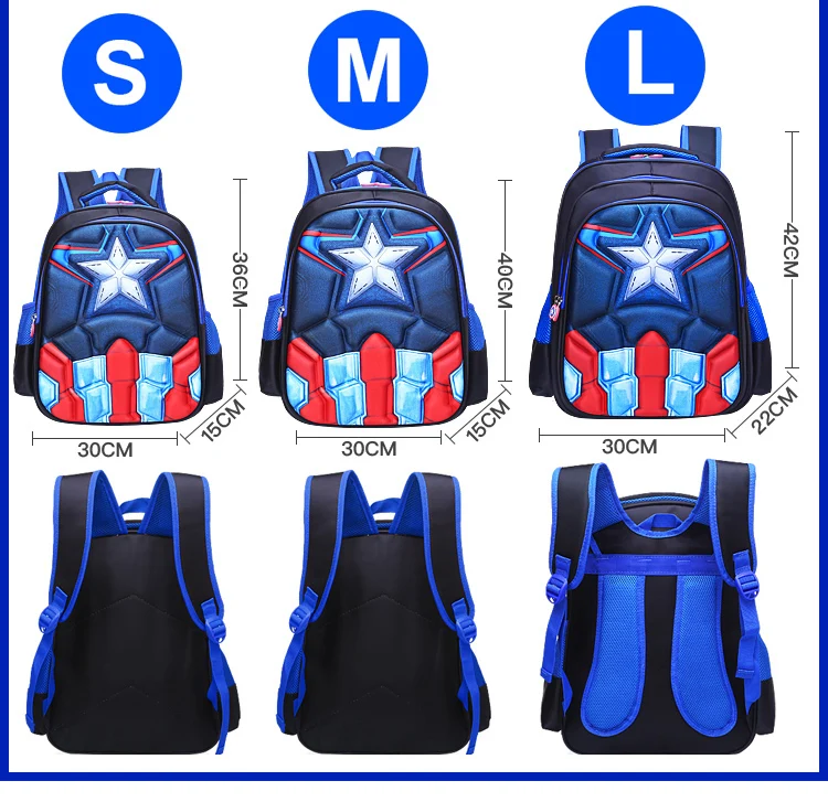 Kids Favorite Comic Character School Bag Size Chart