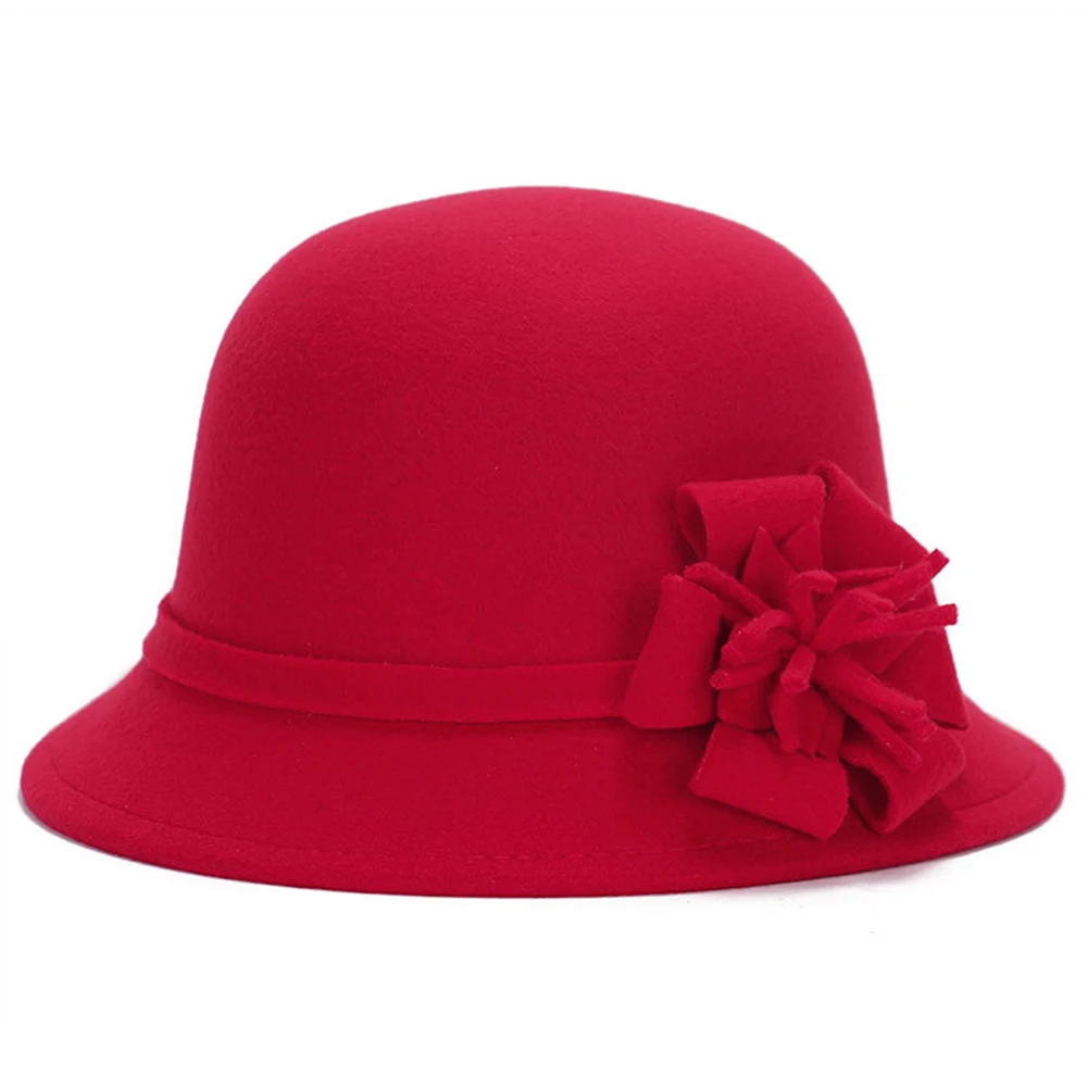 

Women Retro Flower Bowler Hat Solid Color Cap for Party Prom Cocktail Travel Hat