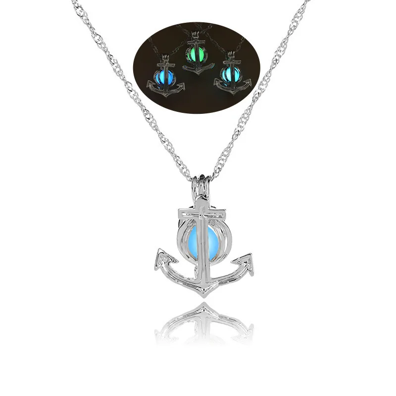 

New Pattern Meeting Luminescence Real Hollow Out Anchor Necklace Noctilucent Clavicle Chain Accessories CHL286 shouzh choker