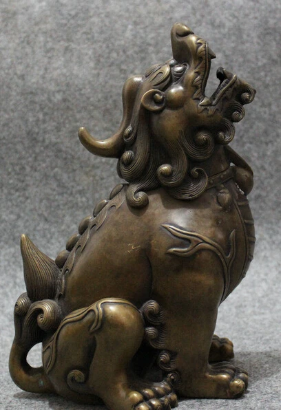 bronze Decoration Pure Brass Good value Lucky 8&quot Folk Chinese Bronze Foo Fu Dog Dragon Lion Head Statue Incense Burner Censer | Дом и сад