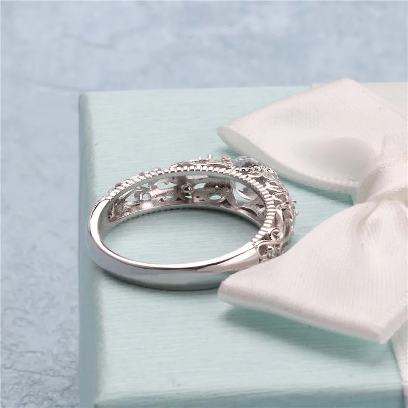 CC винтажные кольца для женщин с узором дворца серебряное кольцо с кубическим цирконием Свадебные обручальные украшения Прямая поставка CC1495