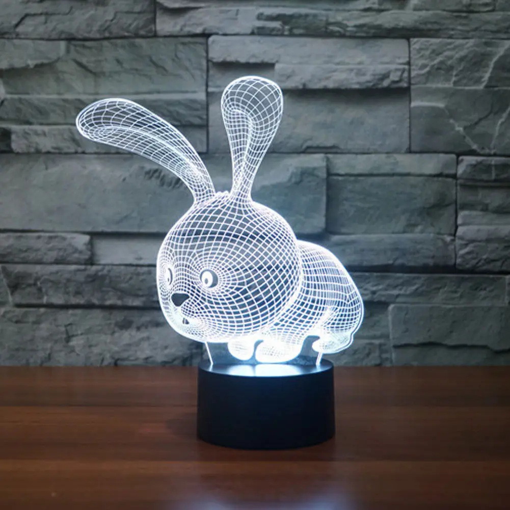 Сна 3D лампа Иллюзия Банни LED настольная Таблица ночь свет лампы 7 цветов touch