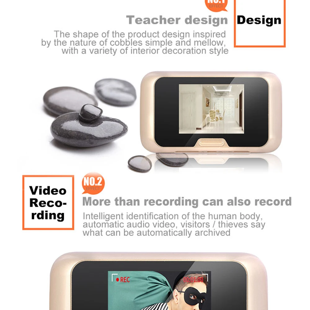 3.1" Peephole Doorbell 1.3MP HD Night version Camera House Visitor talk-back Intercom system Video door phone wide angle viewing