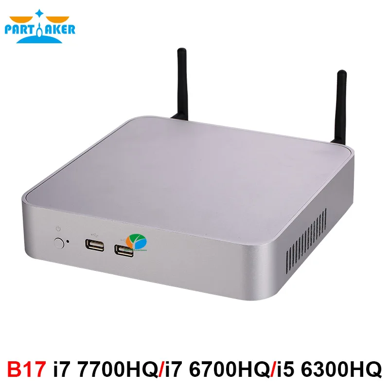 Причастник Intel Core i7 7700HQ 6700HQ i5 6300HQ Мини ПК Windows 10 Barebone компьютер DDR4 32 Гб ram 512 ГБ SSD 4K HTPC