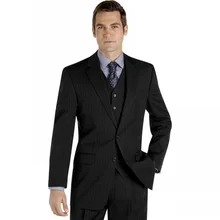 Мужские костюмы в меловую полоску на заказ, серый, черный, темно-синий смокинги жениха для мужчин, свадебные костюмы