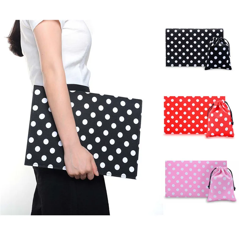2016 Phenas Fashion Briefcases for men women dots canvas felt briefcase laptop bag for Macbook air