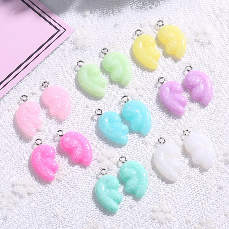 

10pairs 13*21mm cute small wings charms flat back resin charms necklace pendant earring charms for DIY decoration