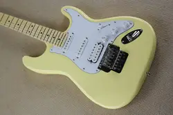 Китайская Фабрика нестандартной высокое качество Stratocaster Электрический Гитары крем желтый с Floyd Rose тремоло! Бесплатная доставка 81