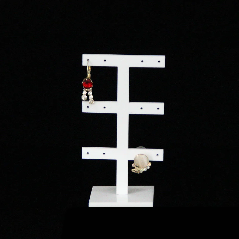 5pcs/lot White 12 Holes Acrylic Jewelry Organizer Display Stand for Hanging Earrings