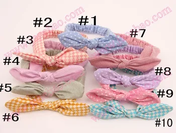 

Free Shippiong 120 Pcs/lot Cute Bunny Flower Hair Clip Headbands Rabbit Ears Dot Headwear Elastic Hair Band Hair Rope