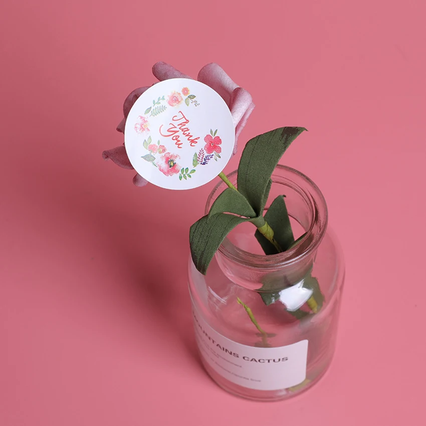 500 шт./лот круглая наклейка ручной работы в виде цветка с надписью Lovely Thank you