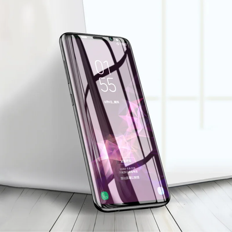 Изогнутое закаленное стекло 3D для Samsung Galaxy S8 s9 защитное на весь экран с клеем note 8 9