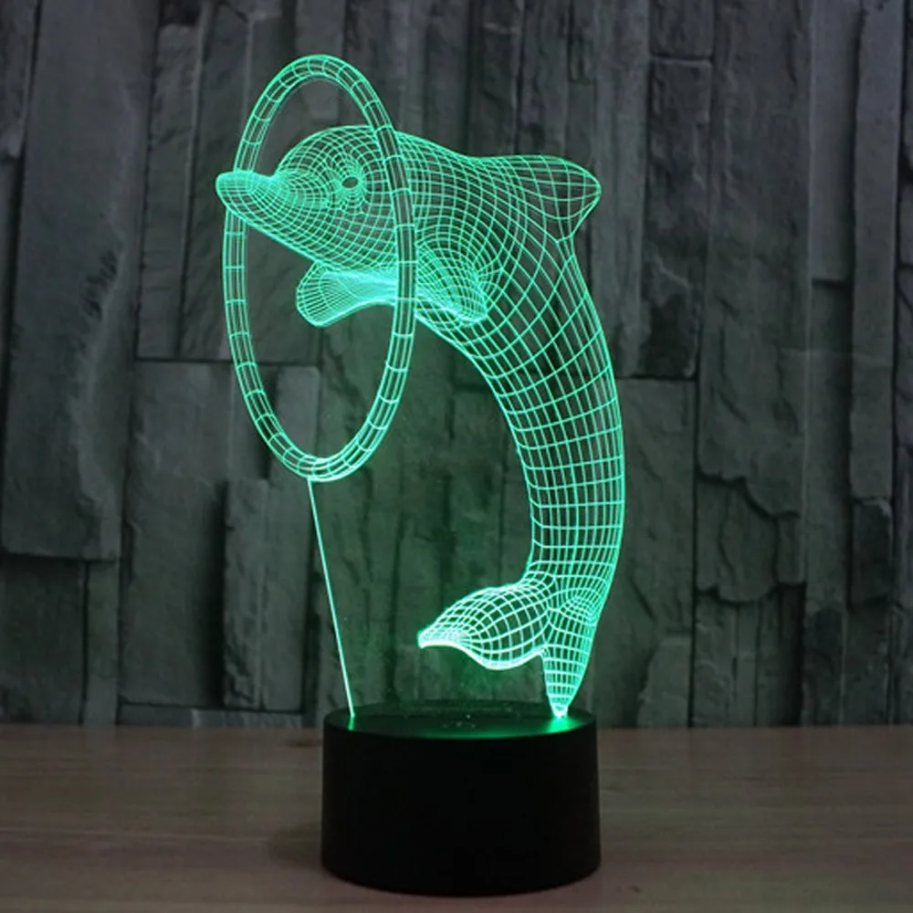 Милый Дельфин 3D ночник kinderschoenen met led verlichting lampe deteteur de mou