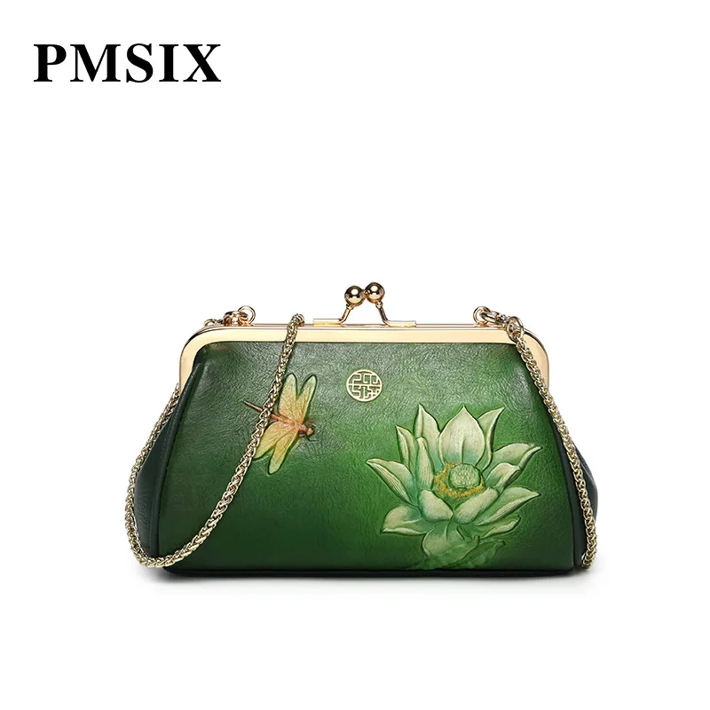 PMSIX Echt Lederen Handtas Dames Reliëf Bloemen Vrouwen Schoudertas Hasp Mode Crossbody Tassen Chain Strap Messenger Bags PMSIX Echt Lederen Handtas Dames Reliëf Bloemen Vrouwen Schoudertas Hasp Mode Crossbody Tassen Chain Strap Messenger Bags