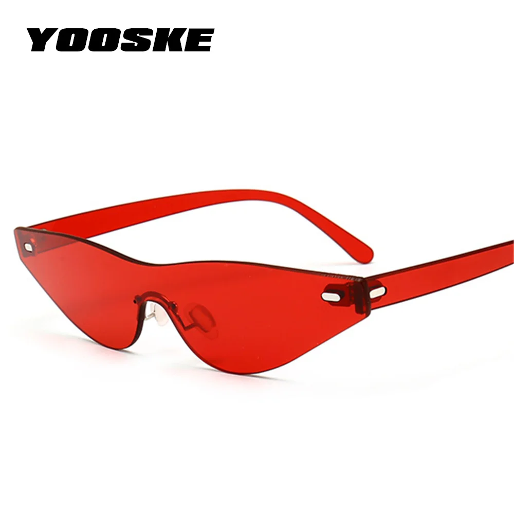 

YOOSKE Rimless Cat Eye Sunglasses Women 2019 Frameless 90S Luxury Sun Glasses Female Small Triangle Cateyes Sunglass UV400