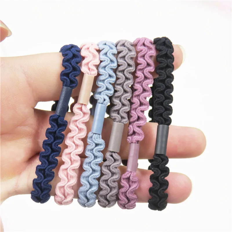 

12PCS/LOT Simple Lace 6 Colors Elastic Hair Bands For Girls Bohemian Headband Scrunchy Korean Bow Kid Hair Accessories For Women