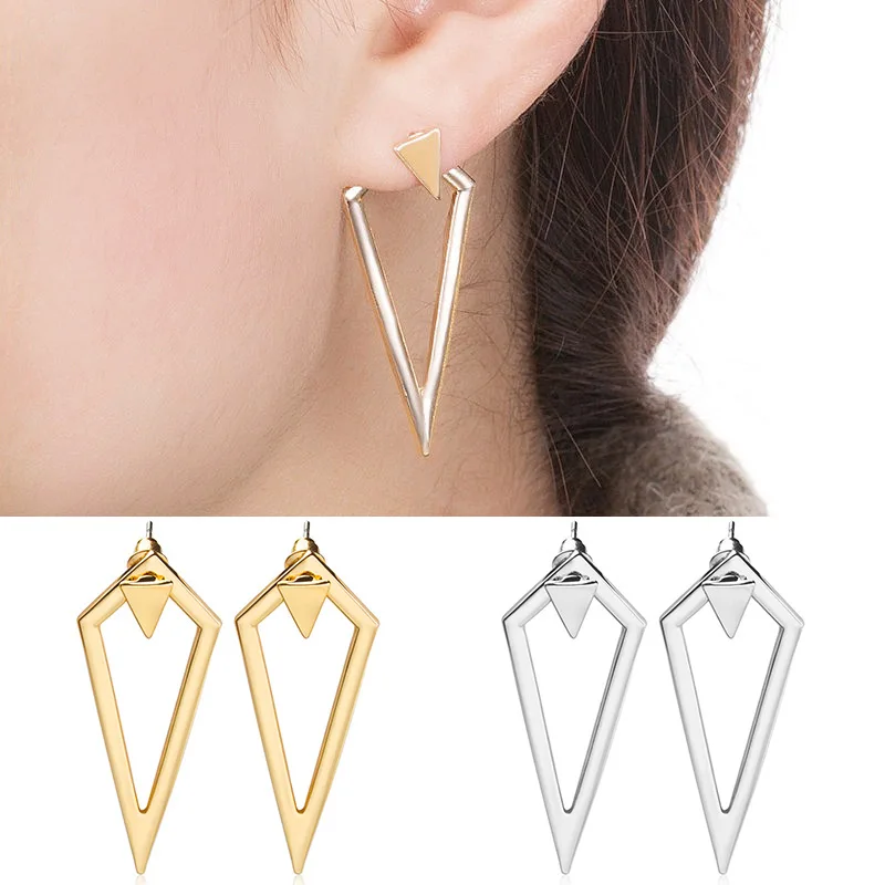 

Sharp-angled Splice Triangular Earrings for Women Korean Fashion Simple Personality Gold Silver Color Dangle Earrings Jewelry