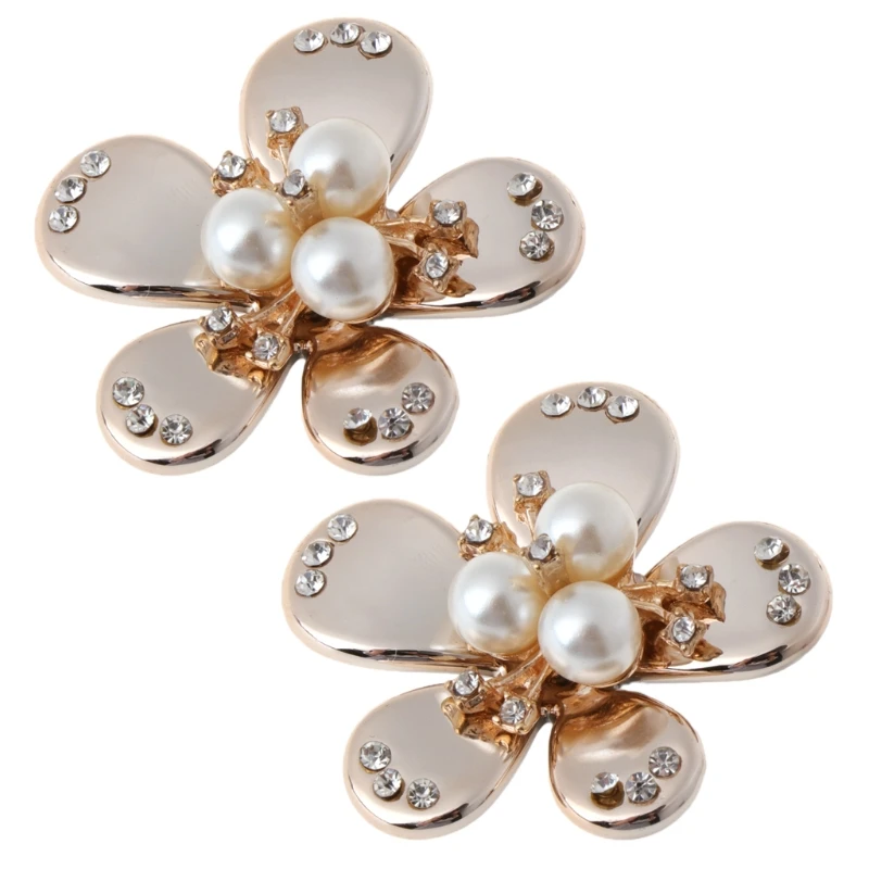 

EYKOSI New 2pcs Shoe Decorations Pearl Clothes DIY High Heels Wedding Charms Floral Fashion