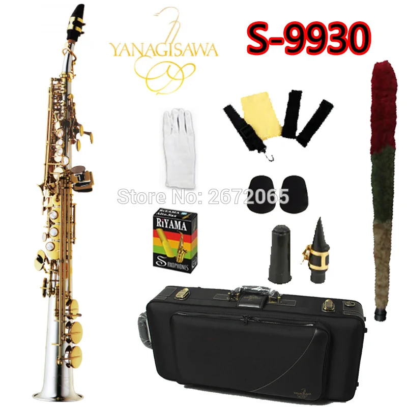 

New YANAGISAWA S-9930 B flat Soprano Saxophone Silvering and Gold Key Straight Sax Top Musical Instruments dhl/ups Free shipping