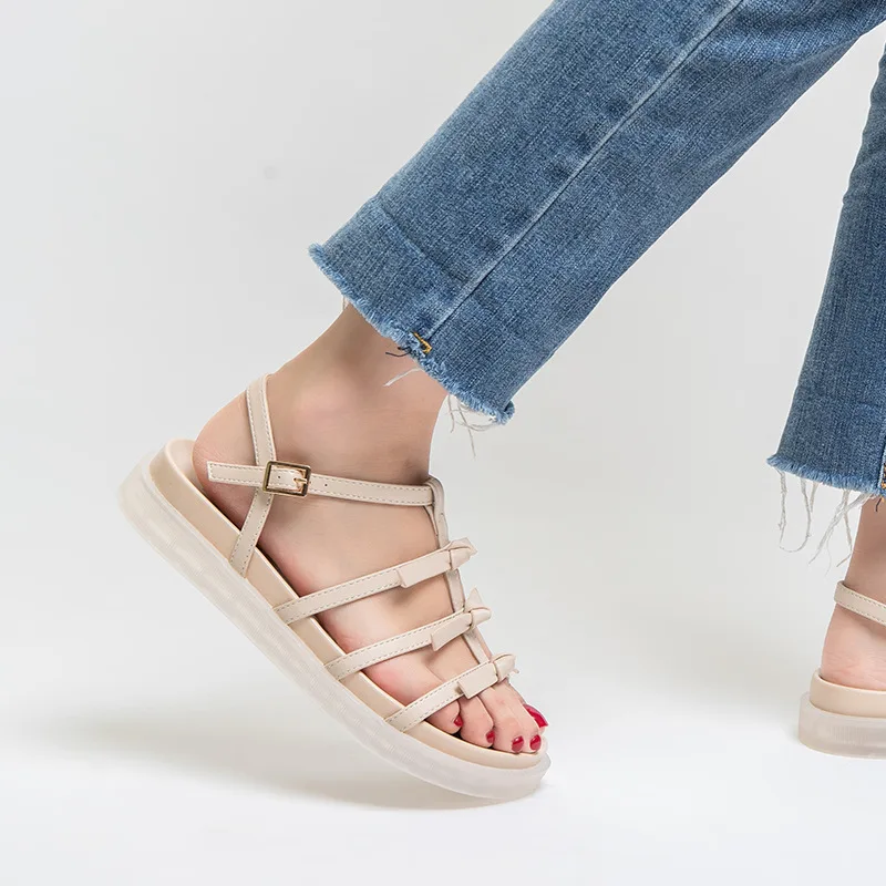 

2019 summer new style simple and simple solid color sandals women comfortable wild Roman style casual sandals