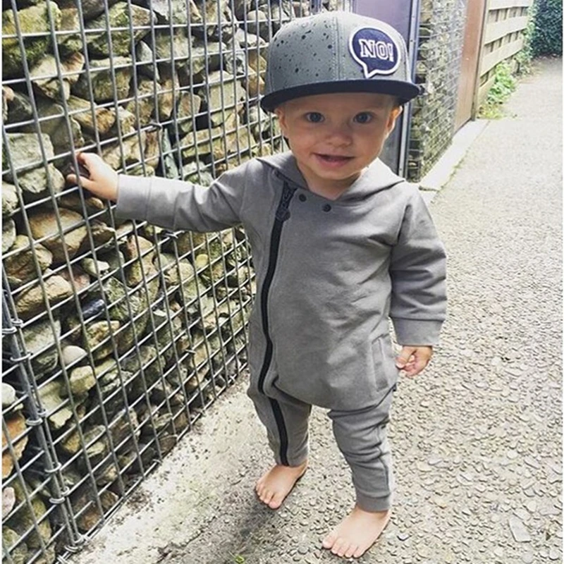 الوليد الطفل ملابس للأولاد رمادي مقنعين سستة رومبير طويلة الأكمام بذلة ملابس لطيف طفل الاطفال الملابس الوليد الطفل ملابس للأولاد رمادي مقنعين سستة رومبير طويلة الأكمام بذلة ملابس لطيف طفل الاطفال الملابس