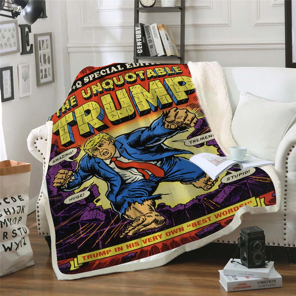Trump Bedspread Throw Blanket Poster Adult Plush Cover Soft Office Quilts Brand Travel Picnic 3D Printed DropShip