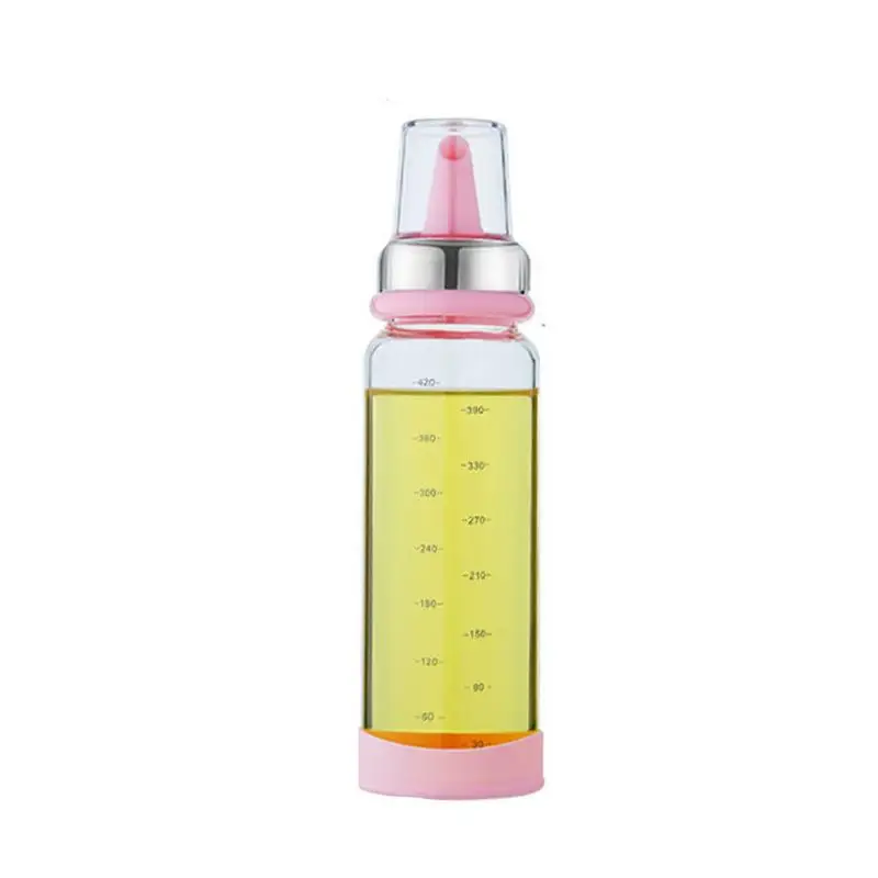 420ML Pink Высокое качество бутылка для масла стеклянная бутылка для масла герметичный горшок для домашнего пользования безопасный герметичный маленький диспенсер для масла бутылка горшок кухонные инструменты для хранения - Цвет: 420ML Pink
