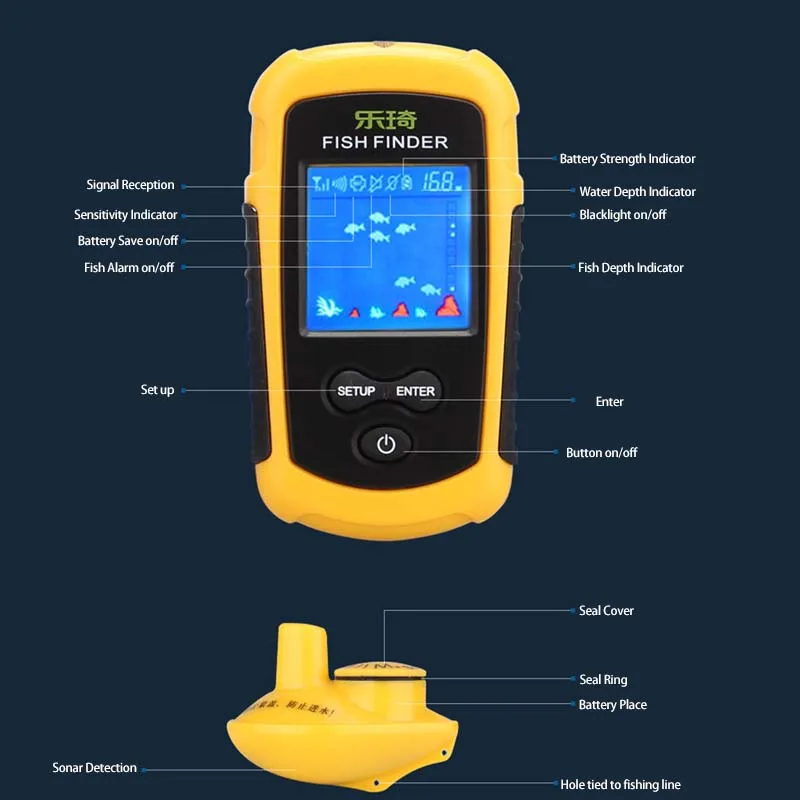 High Quality Wireless 125Khz Fish Finder Sonar Fishfinder 40m Depth Range Ocean Lake Sea Fishing Equipment pesca submarina
