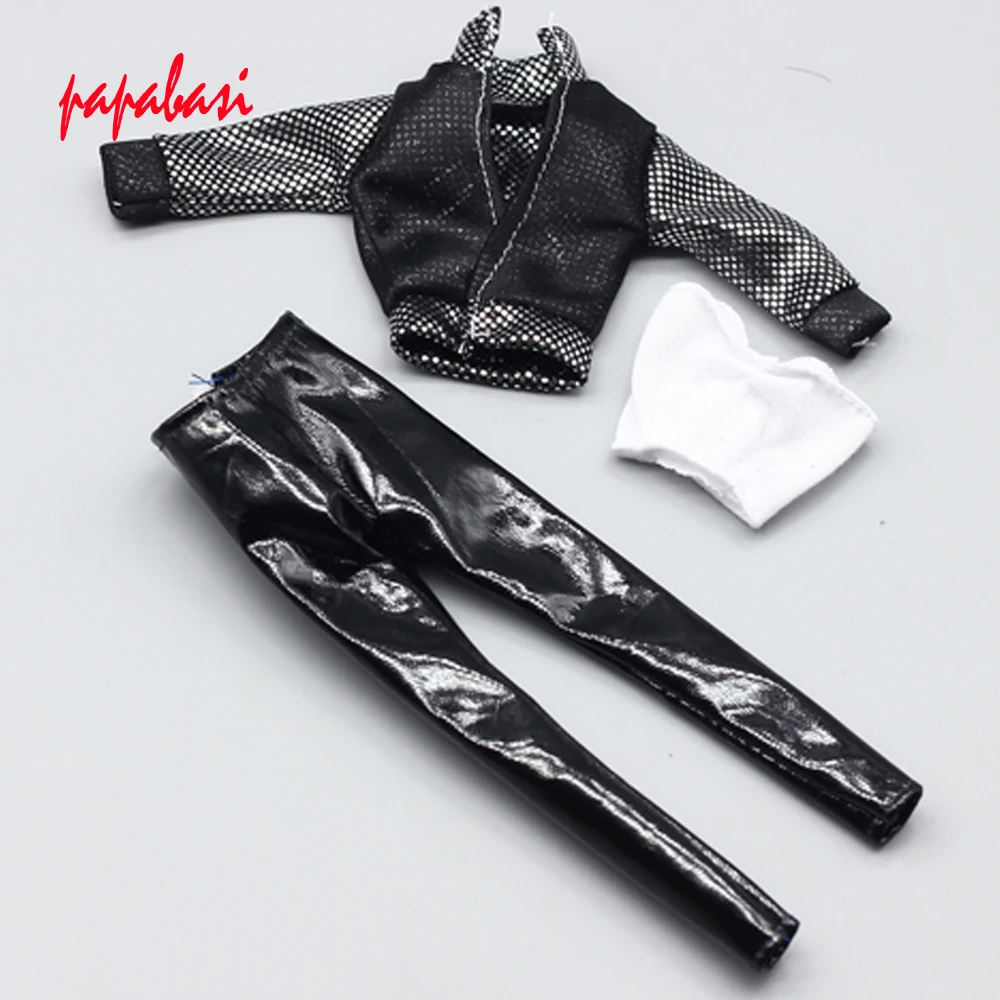 Black Fashion Outfit Casual Daily Travel Dress Up Long Sleeve Shirt Pants Trousers Clothes For Barbie