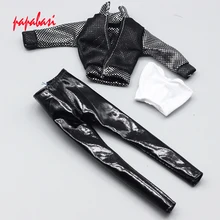Black Fashion Outfit Casual Daily Travel Dress Up Long Sleeve Shirt Pants Trousers Clothes For Barbie