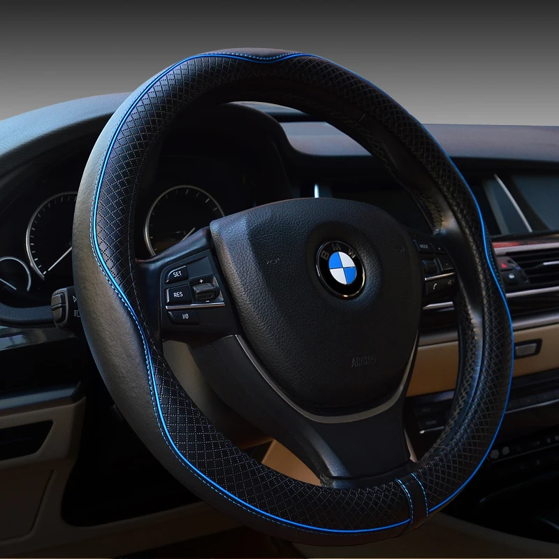 

KKYSYELVA The first layer of leather four seasons universal round steering wheel cover
