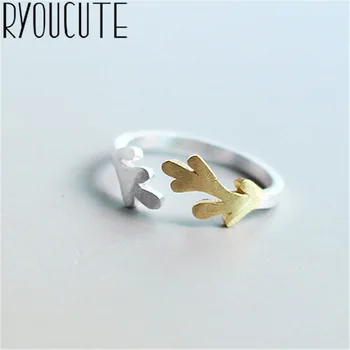 

Bohemian New Silver 925 Antlers Rings for Women Lady Punk Vintage Open Antique Rings Statement Sterling Silver Jewelry Anillos