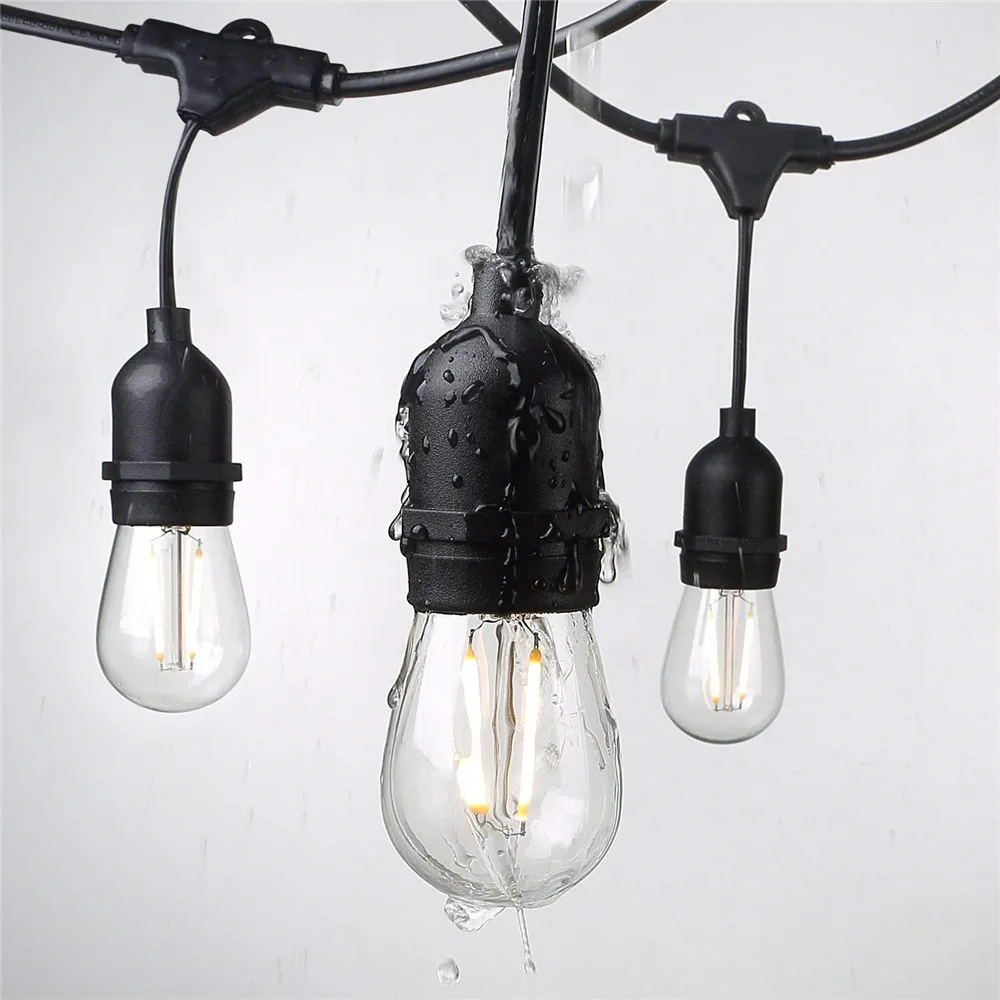 

10M Outdoor LED String Lights Waterproof E26 E27 S14 2W LED Retro Edison Filament Bulb Street Garden Patio Holiday Lighting