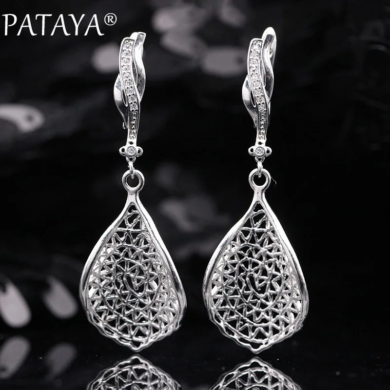 Женские серьги из циркония PATAYA модные длинные розового золота 585 пробы с