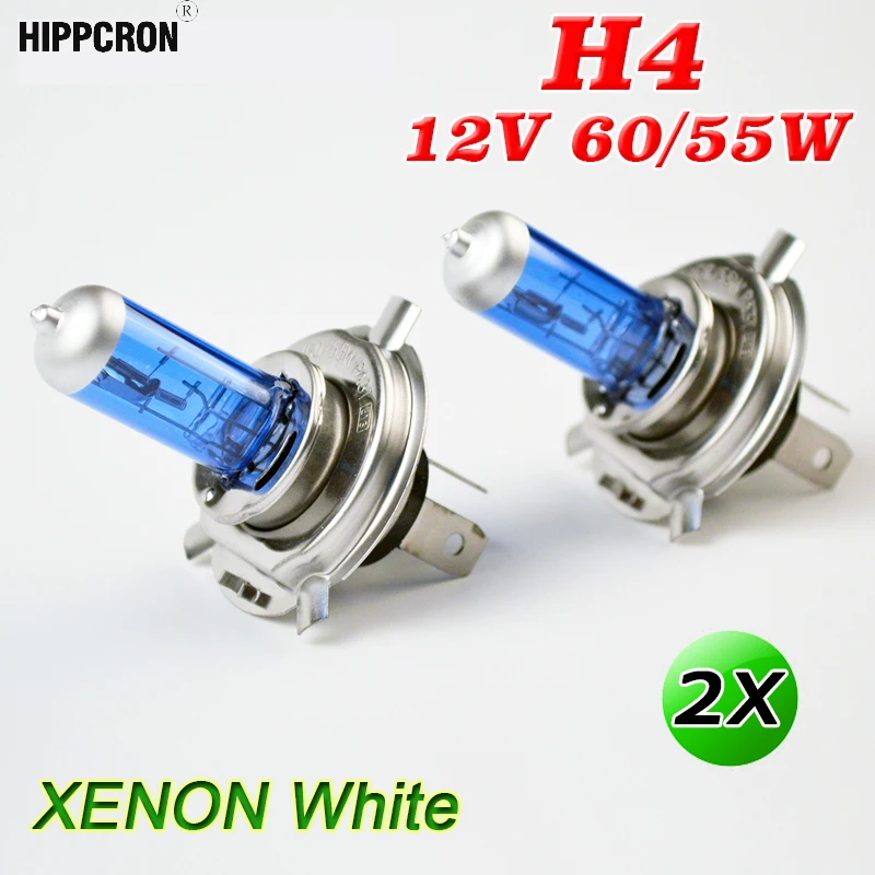 Hippcron H4 галогенная лампа 12V 60/55W Супер Белый Противотуманные фары Дневные Фары Лампы из 2 предметов Темно-Синий Стекло Нержавеющая сталь база